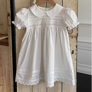 Children's Dress Summer Casual Dress for Girls Pastoral Style Embroidery Flower Peter Collar Princess Dress Toddler Girl Dress