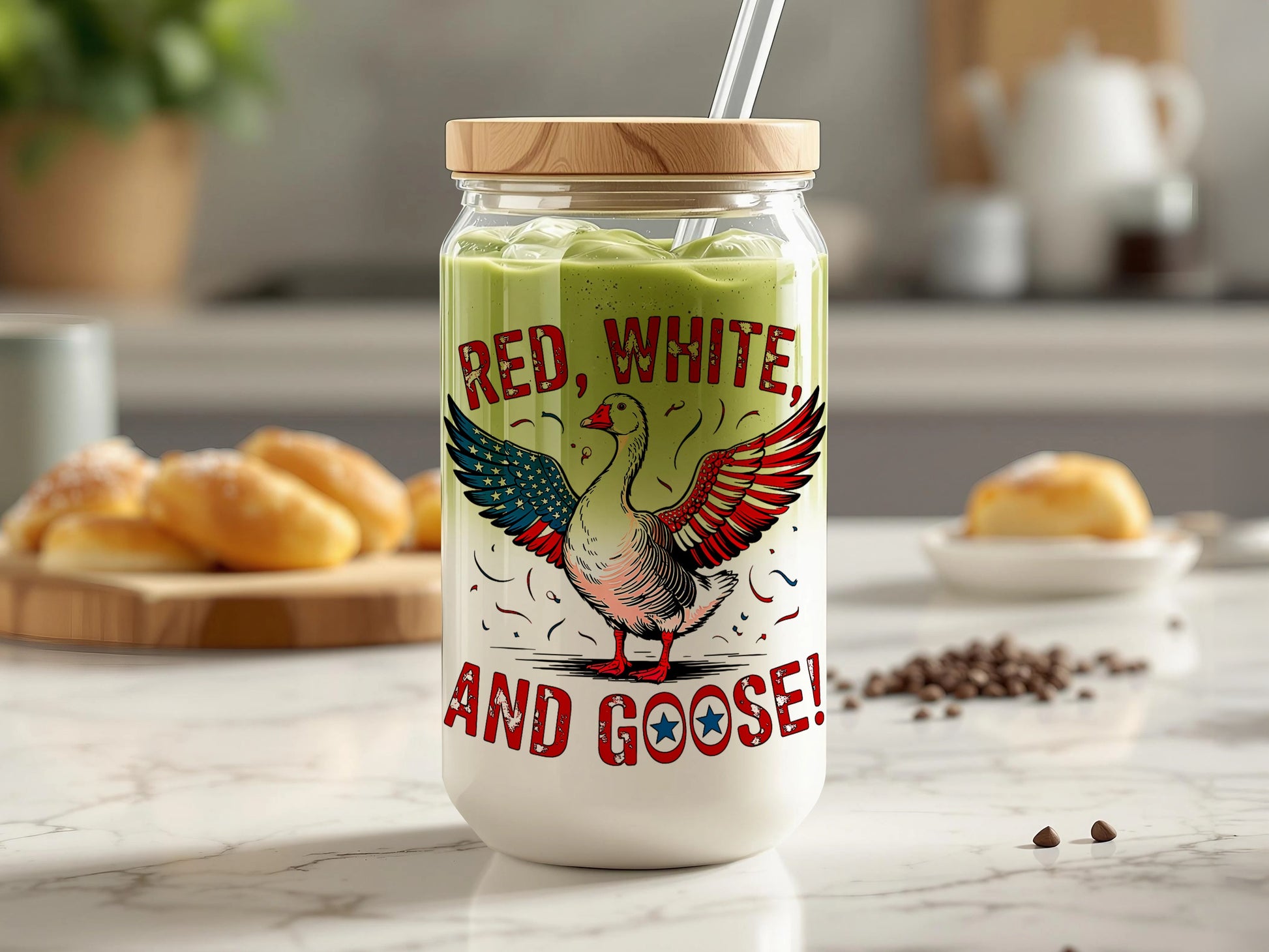 Red White and Goose Printed Drinking Jar product