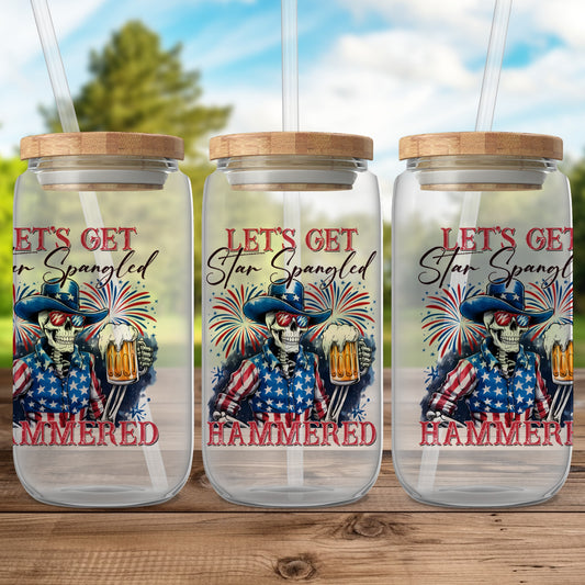 Let's Get Star Spangled Hammered Clear Glass Jar product