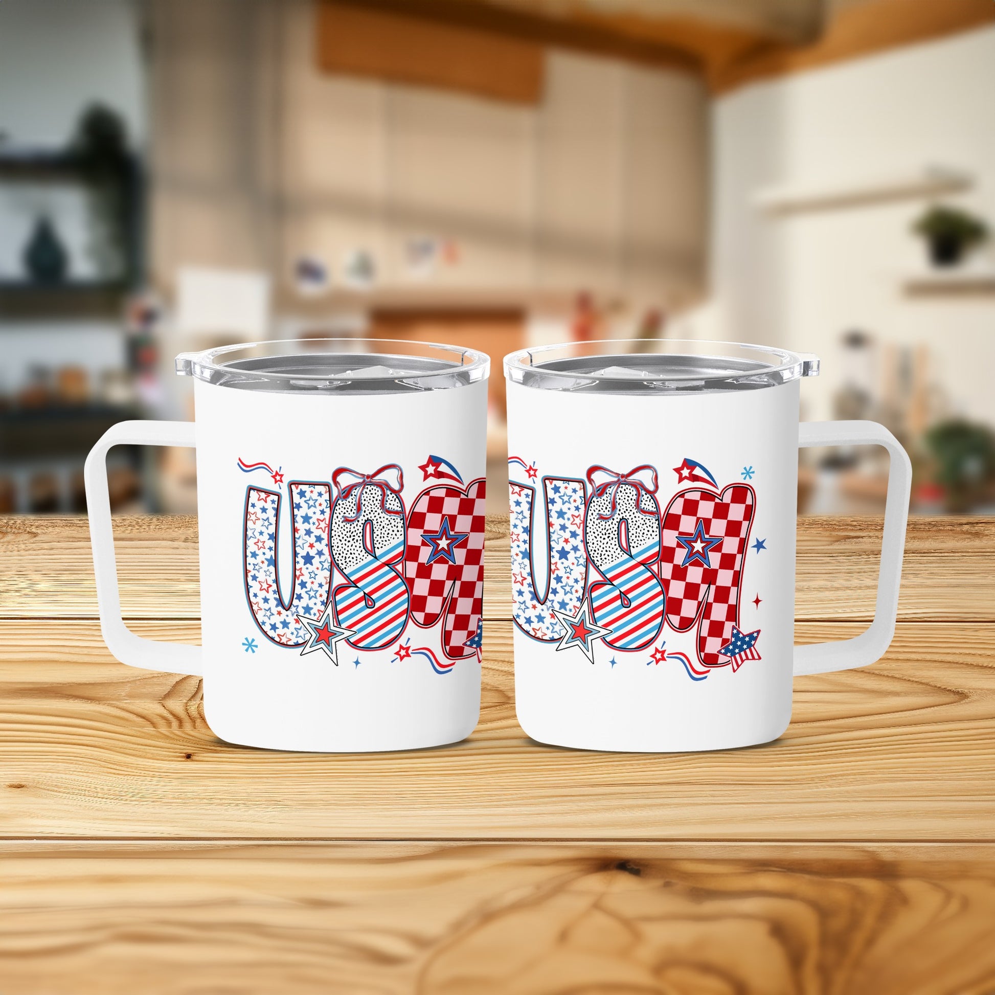 USA Themed CheckeredPattern Coffee Mug product