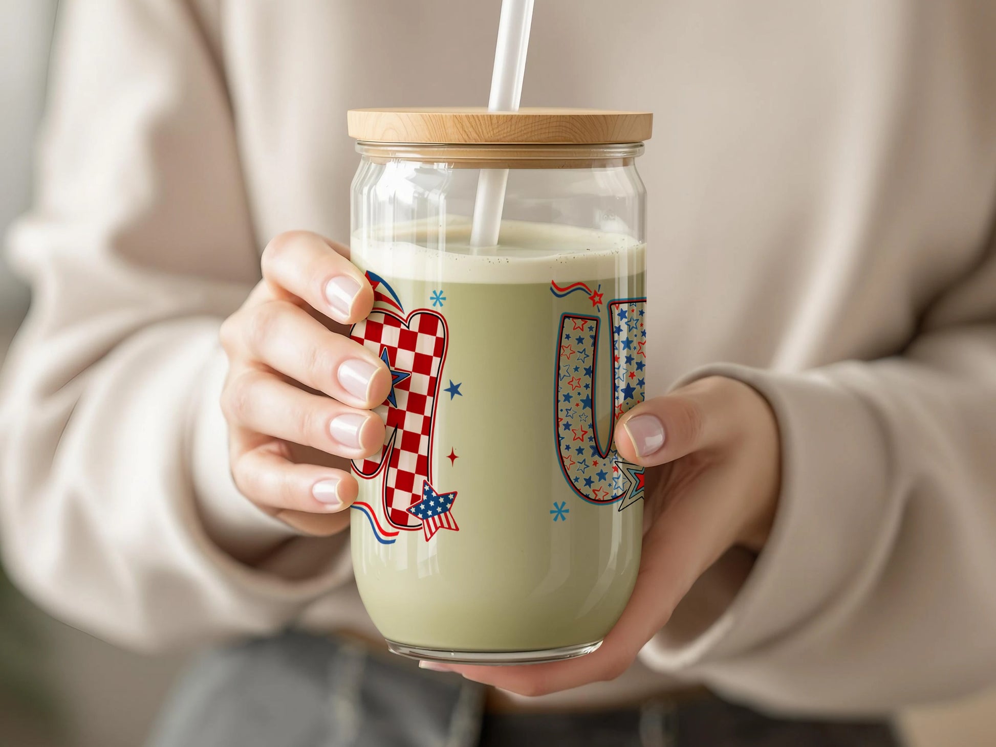 Patriotic Red White Blue Letters Design Tumbler product