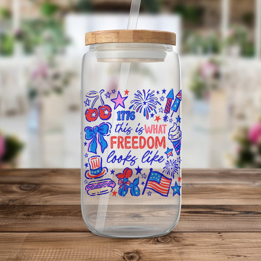 Patriotic Freedom 1776 Design Glass Jar product type