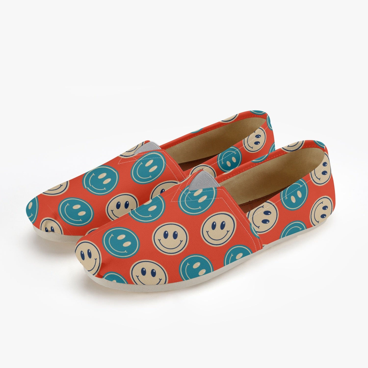 retro smiley face Custom Canvas Toms Shoes