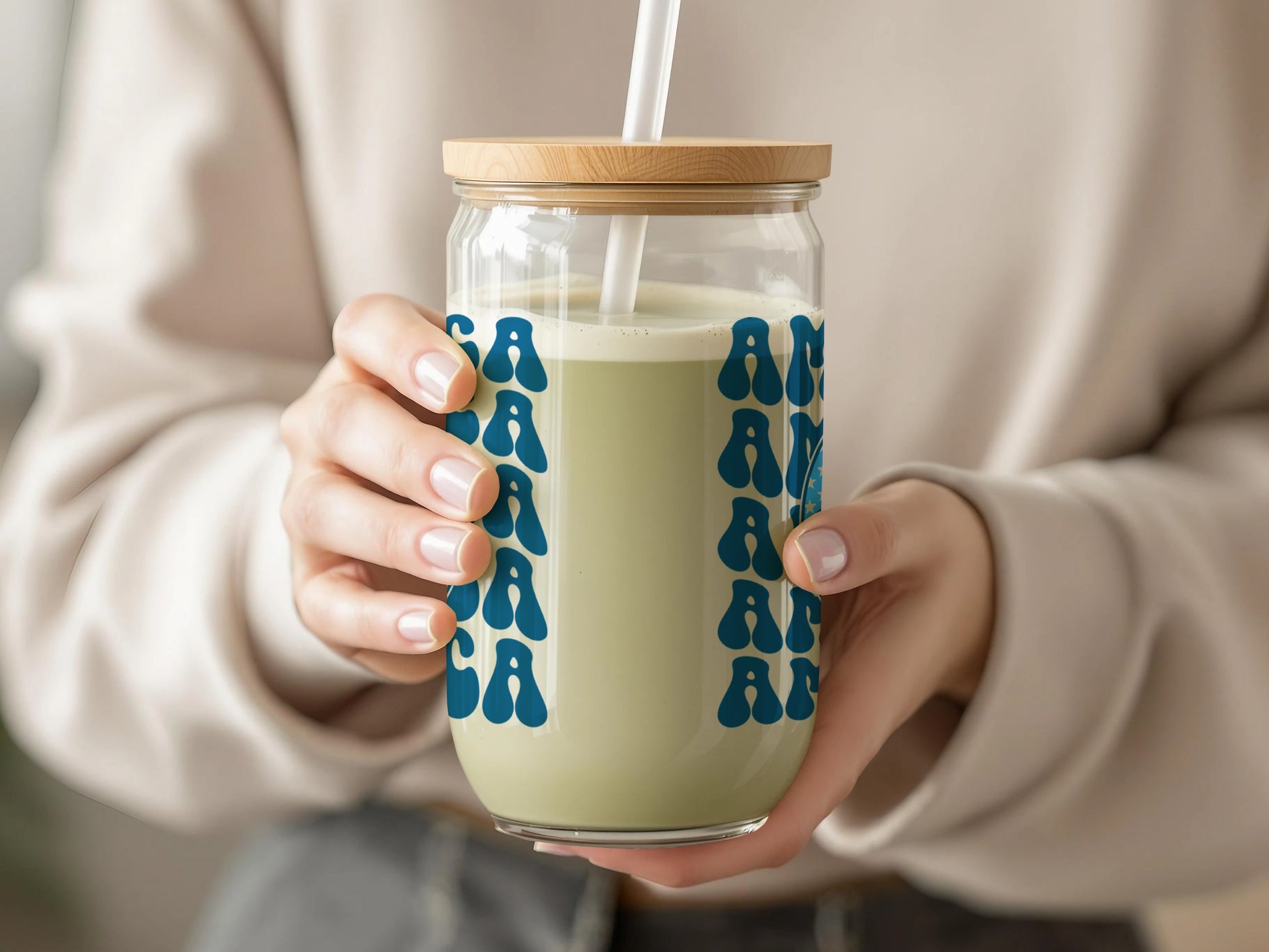 Stylish Reusable Glass Jar Tumbler with Straw product type