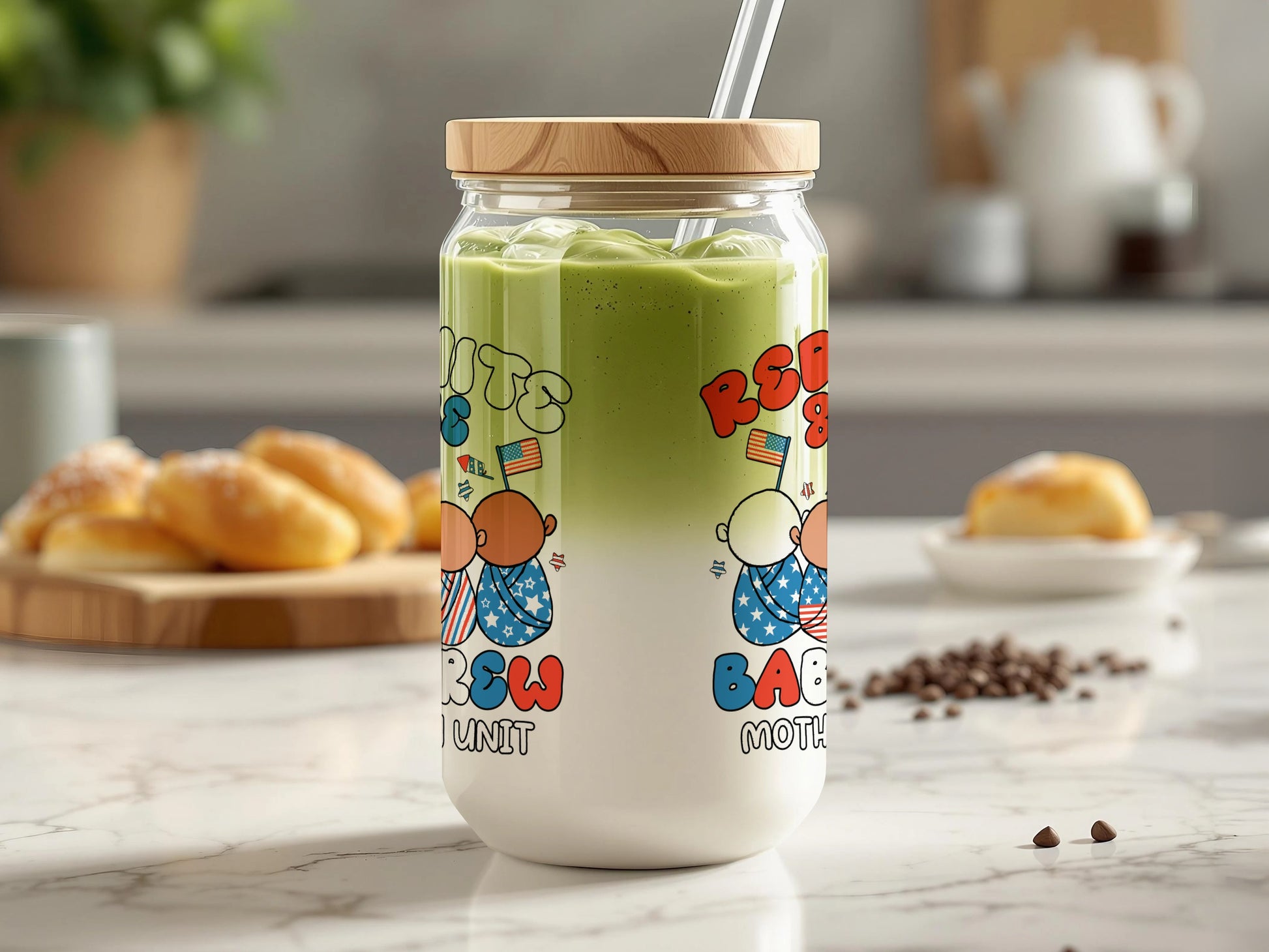 Cute Baby Bear Printed Drinking Jar Product