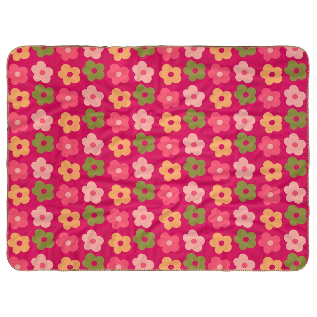 Sherpa Blankets (Infant Sizes) Retro Floral Strawberry