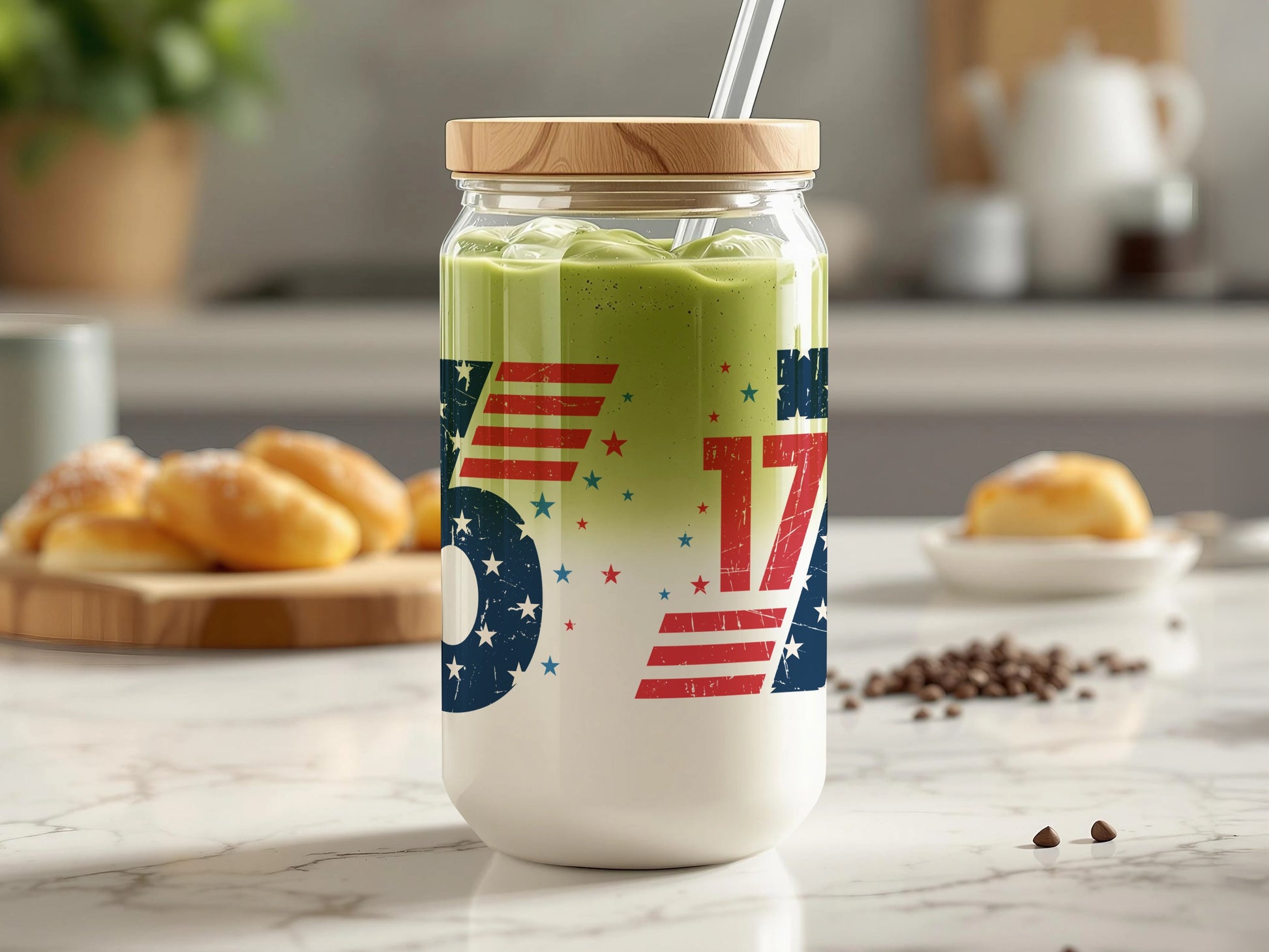 Patriotic American Flag Iced Beverage Jar product