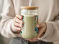 Colorful Design Bamboo Lid Glass Tumbler product