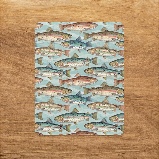 Colorful Trout Fish Pattern on Wood background product type