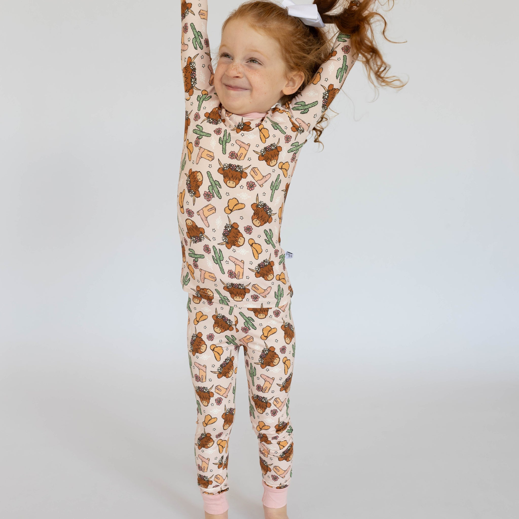 Pink Highland Cow 2 piece PJ's