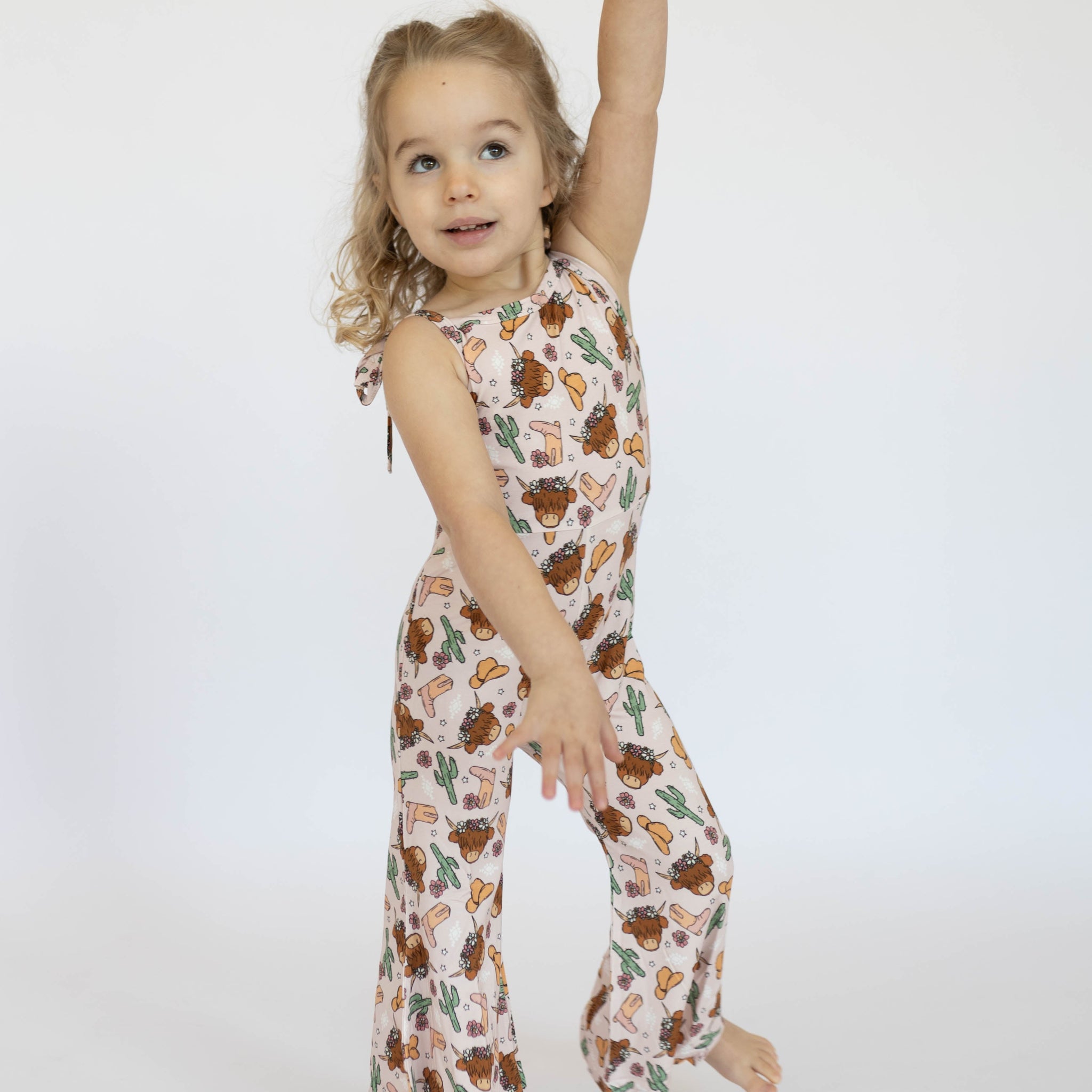 Pink Highland Cow Bell Romper