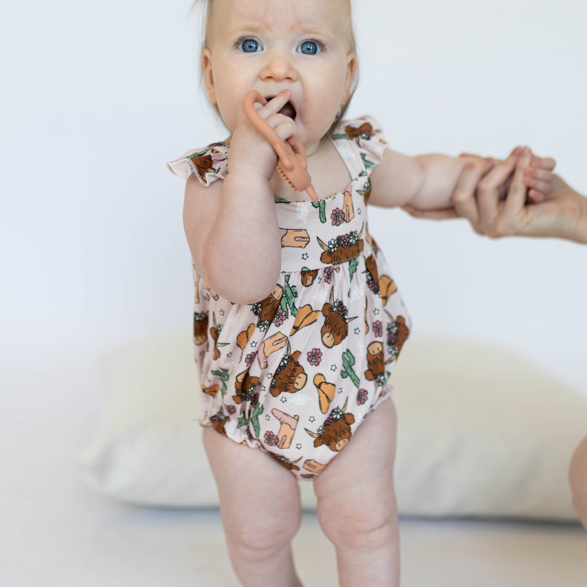 Pink Highland Cow bubble romper