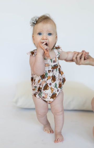 Pink Highland Cow bubble romper