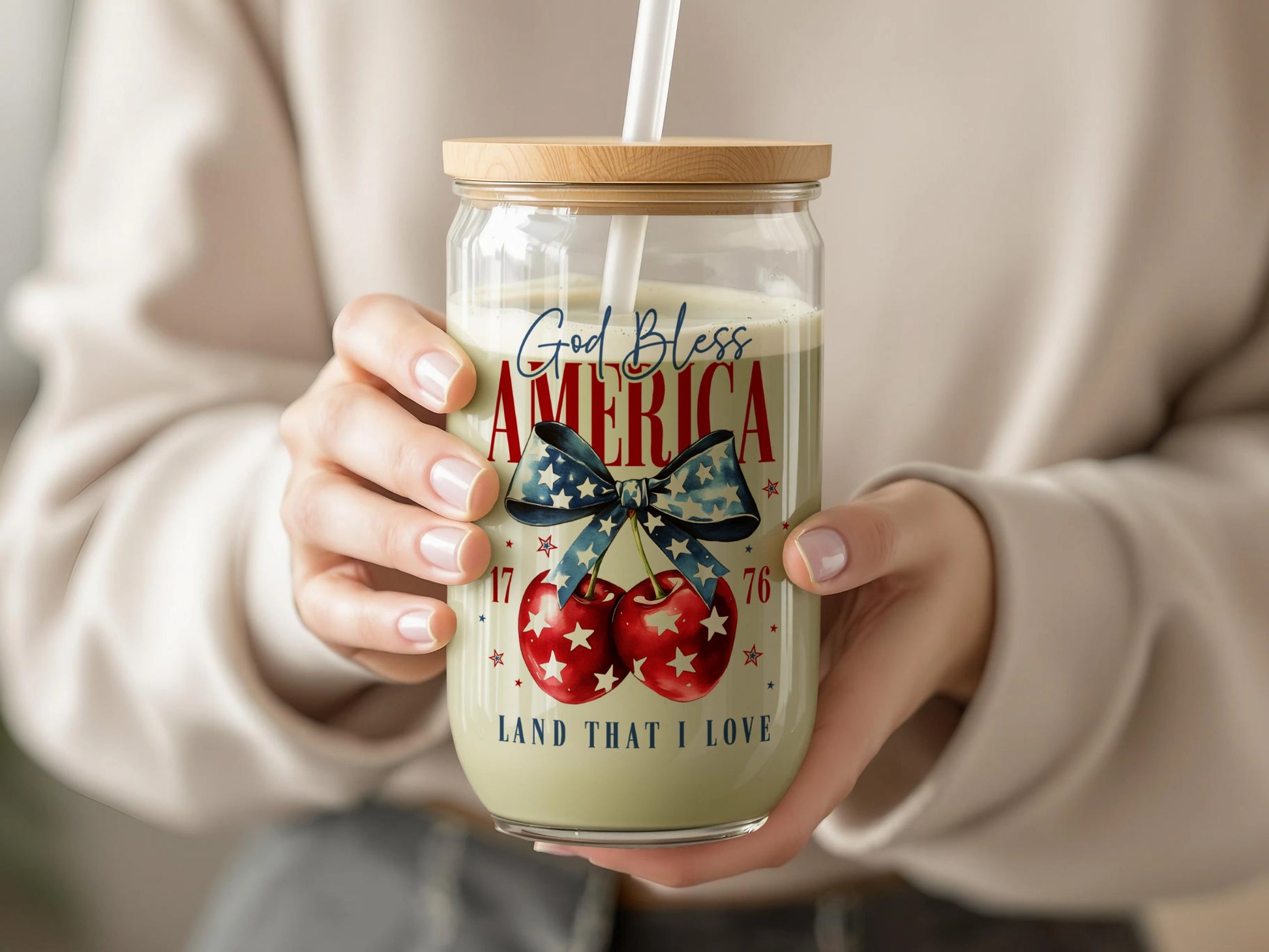 God Bless America Land That I Love Glass Jar product