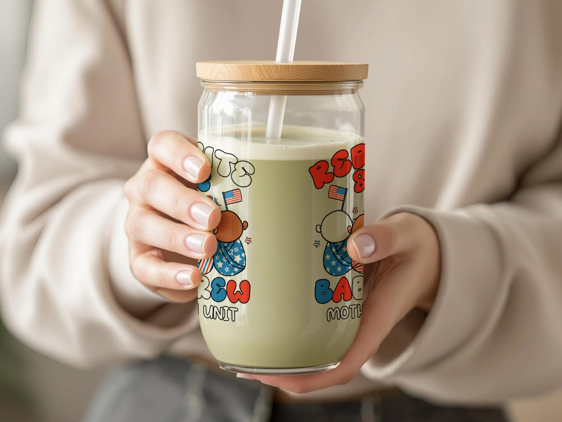 Cute Cartoon Bear Design Glass Smoothie Jar Product