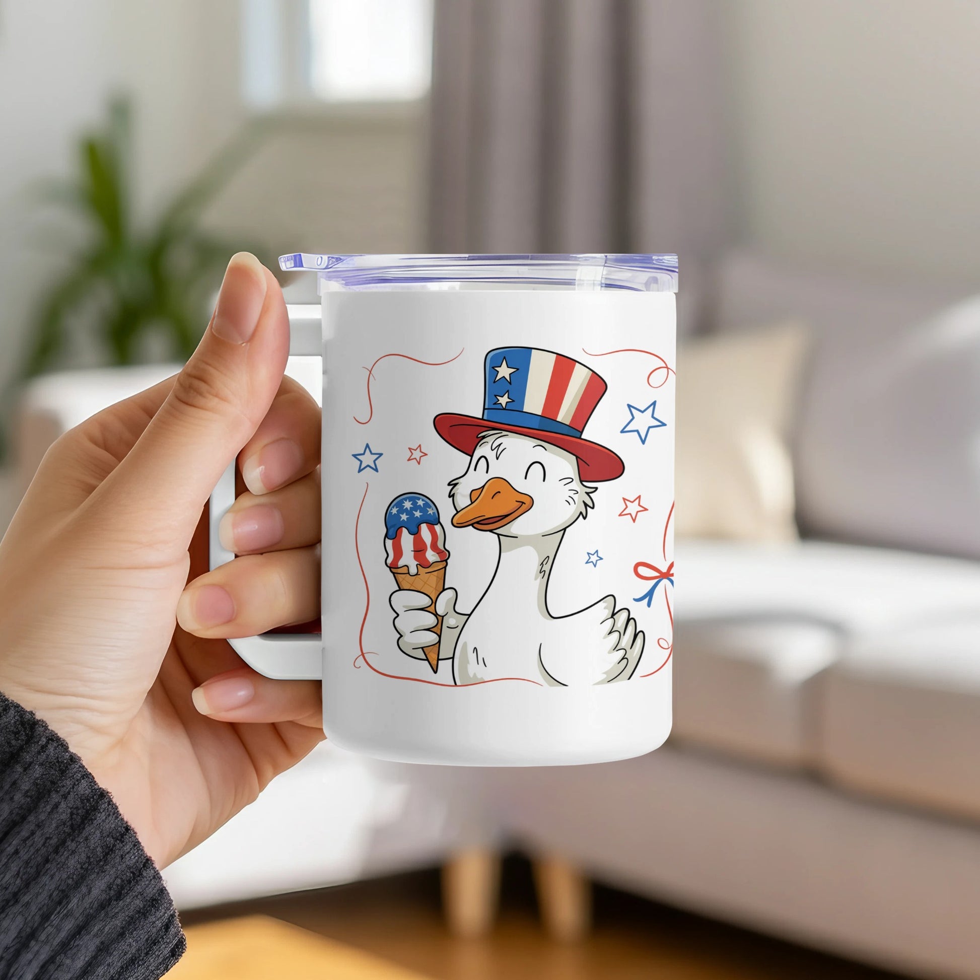 Patriotic Goose Drinking Mug Cute Animal Lover Product