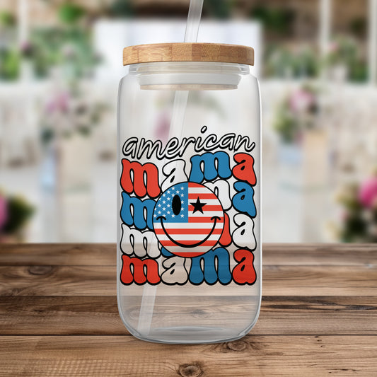 American Mama Smiley Face Glass Jar product