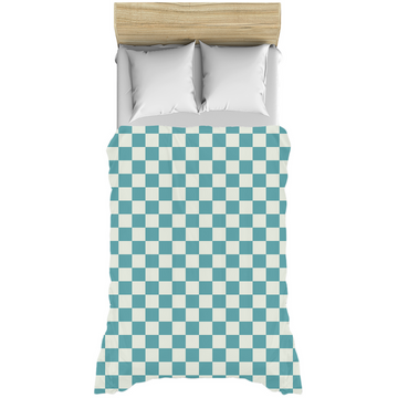 Green Retro Checkered Duvet Covers, Dorm Room Duvet Cover, Retro Bedroom Decor