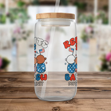 Patriotic Bear Design Glass Jar BPA-Free Drinkware product
