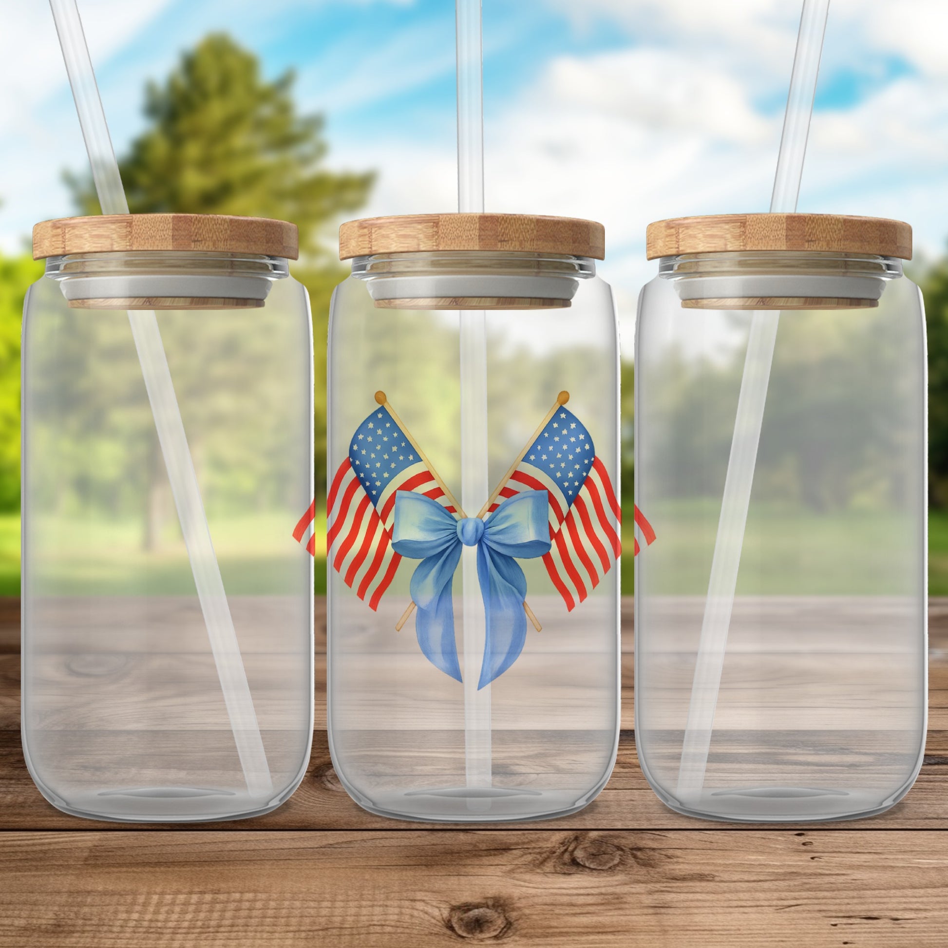 Patriotic USA Flag Design Mason Jar Beverage Product