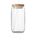 Clear Glass Tumbler with Bamboo Lid and Straw product type