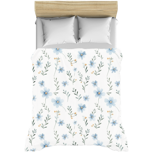 Blue Floral Duvet Covers, Dorm Room Comforter, Floral Blanket,