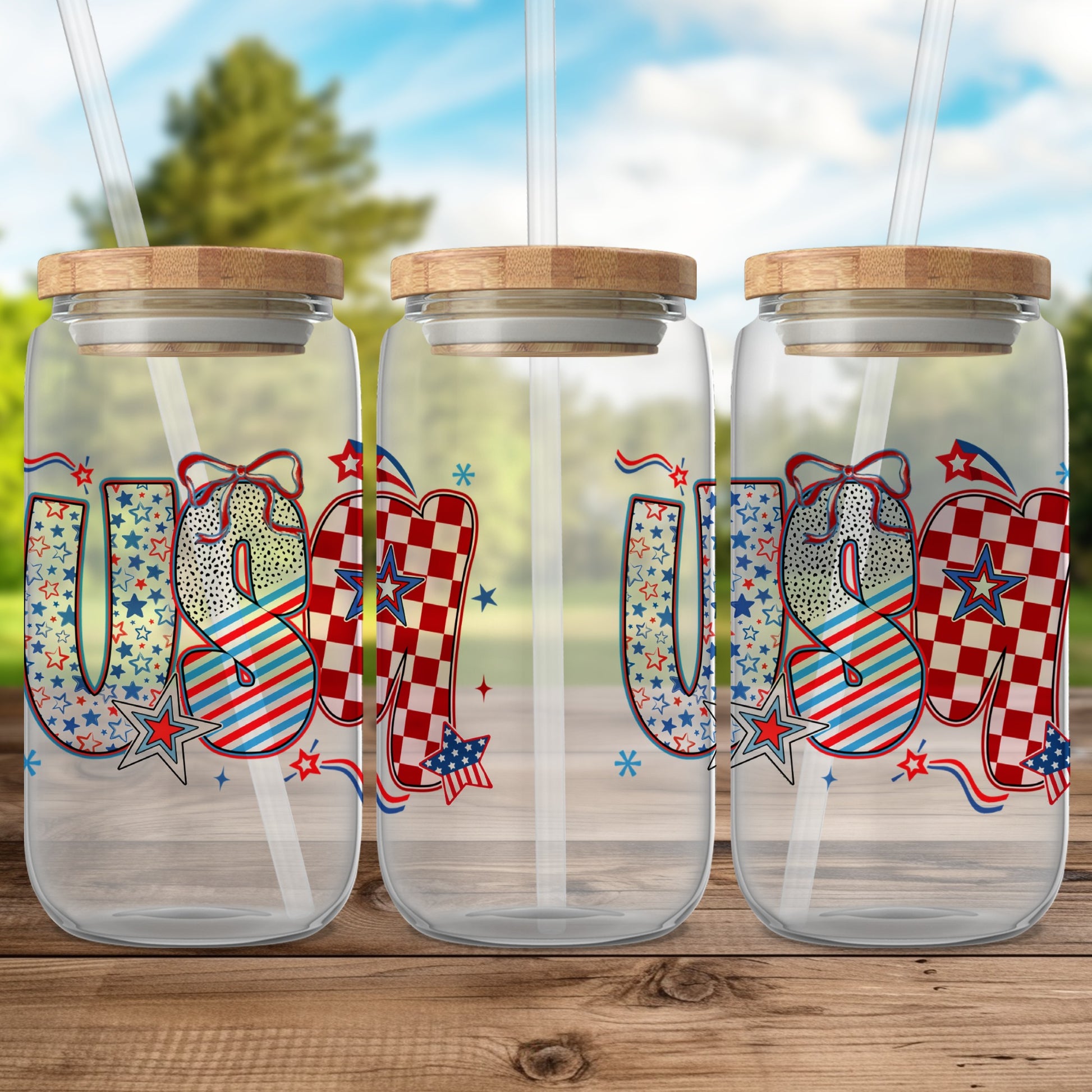 USA Patriotic Themed Glass Tumbler product