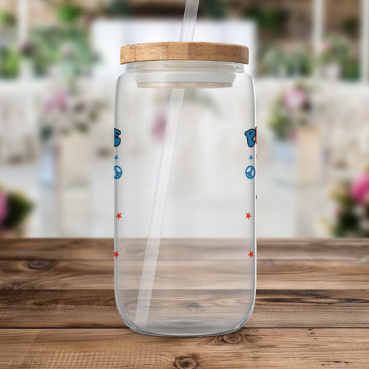 Peace Design Glass Mason Jar with Straw product type