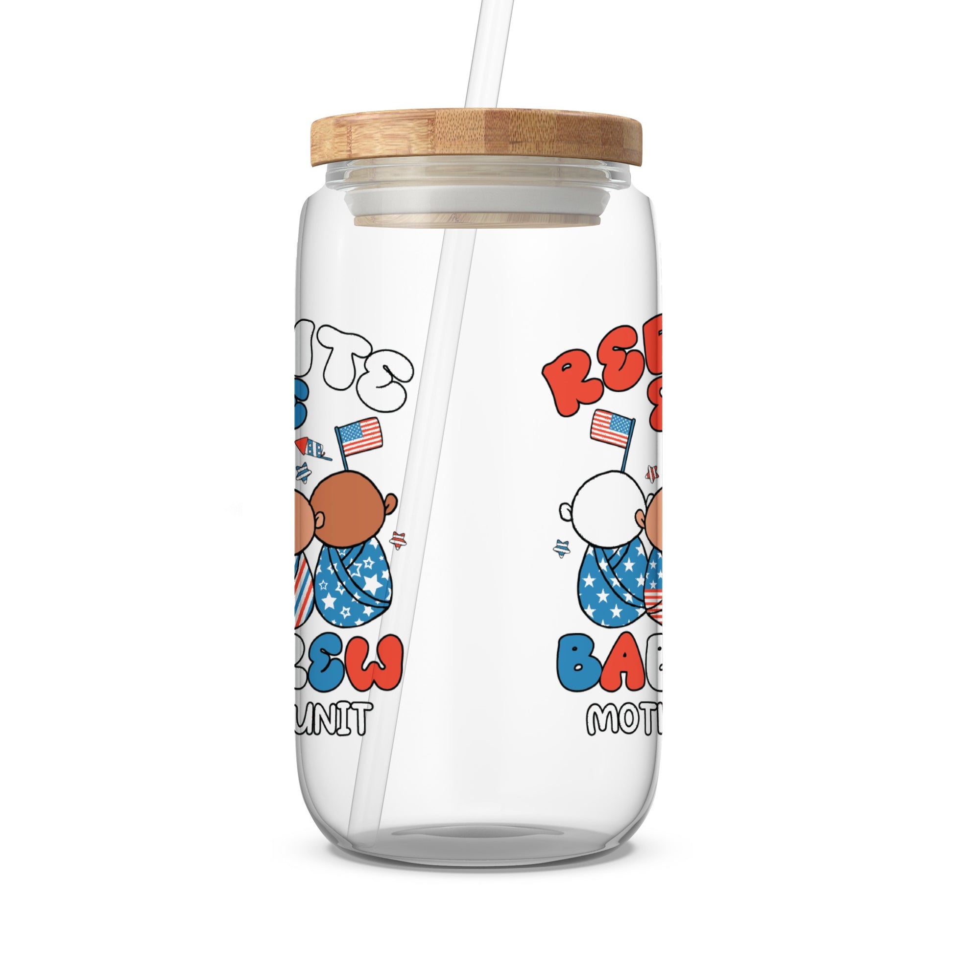 Patriotic Bear Motif Glass Tumbler Product