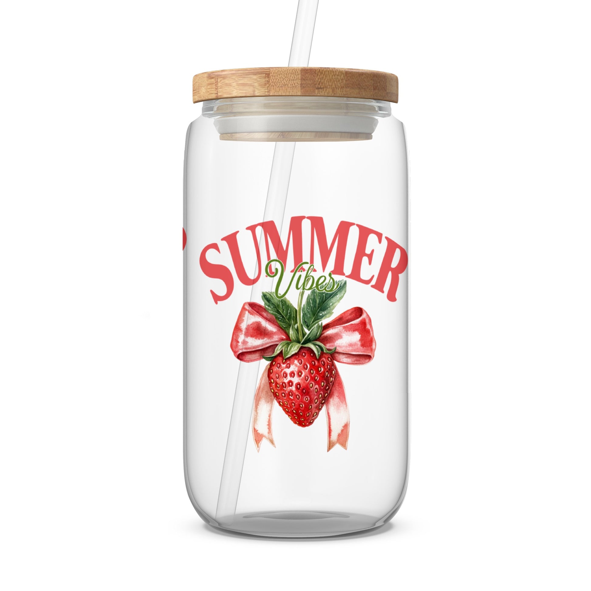 Summer Vibes Strawberry Print Glass Jar product