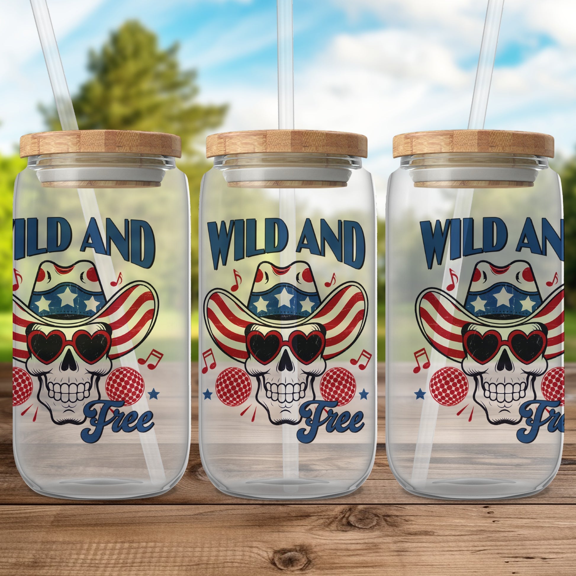 Wild and Free Patriotic Skull Design Jar product
