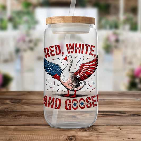Red White and Goose Glass Jar Beverage Container product
