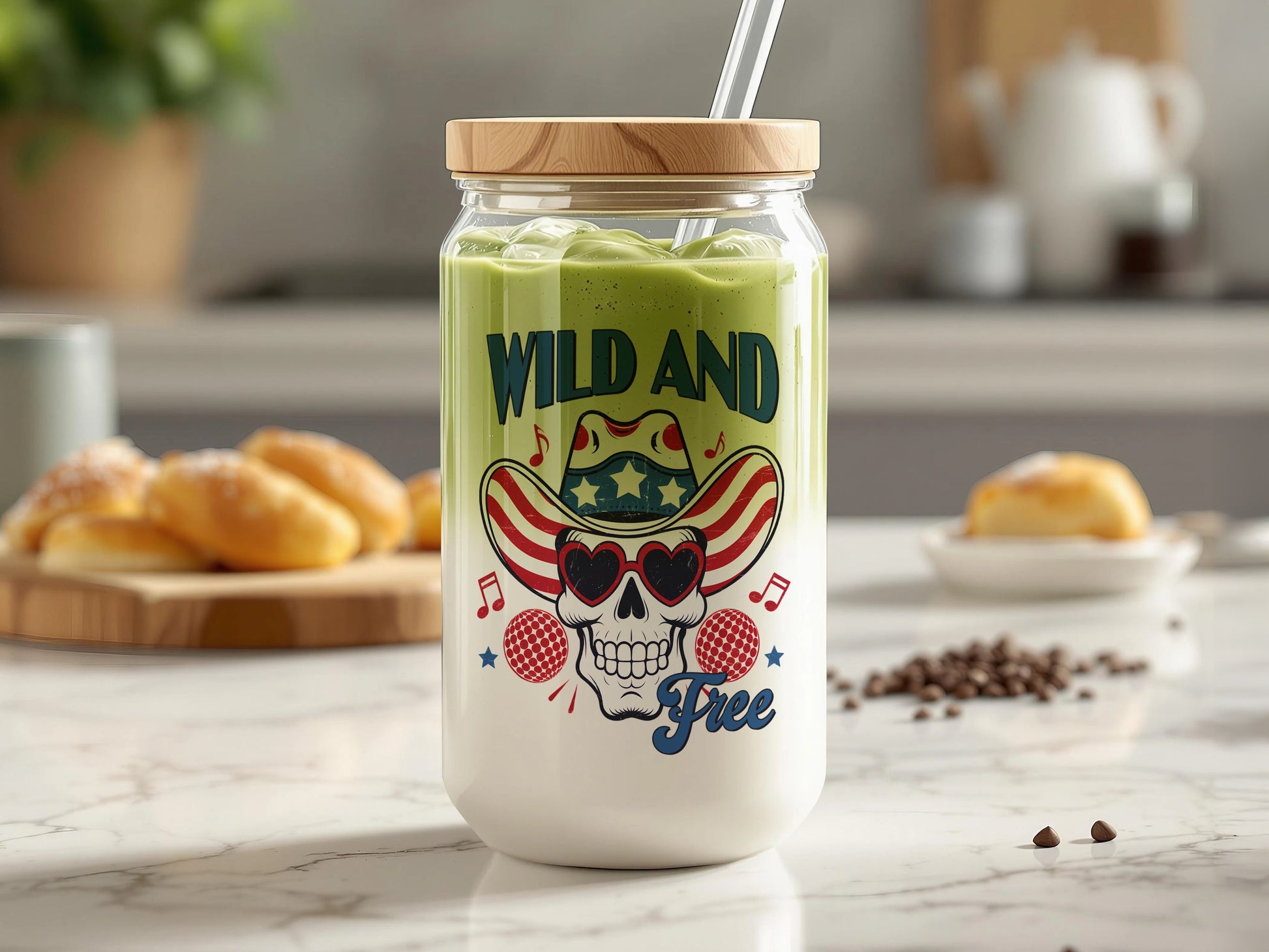 Wild and Free Cow Skull Design Beverage Container product type