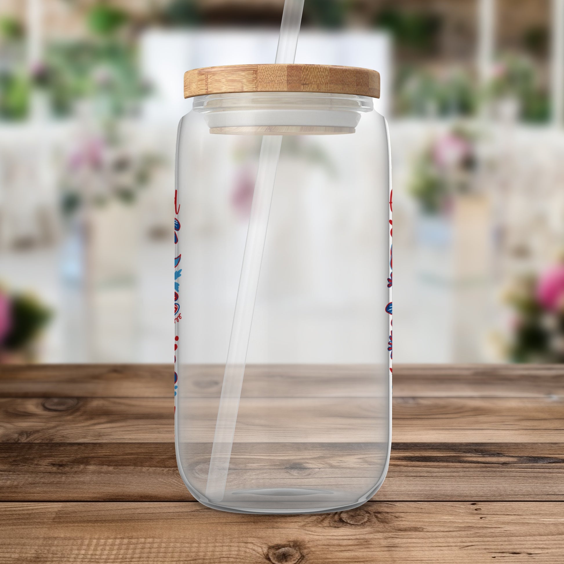 Stylish Bamboo Lid Clear Drinking Jar product