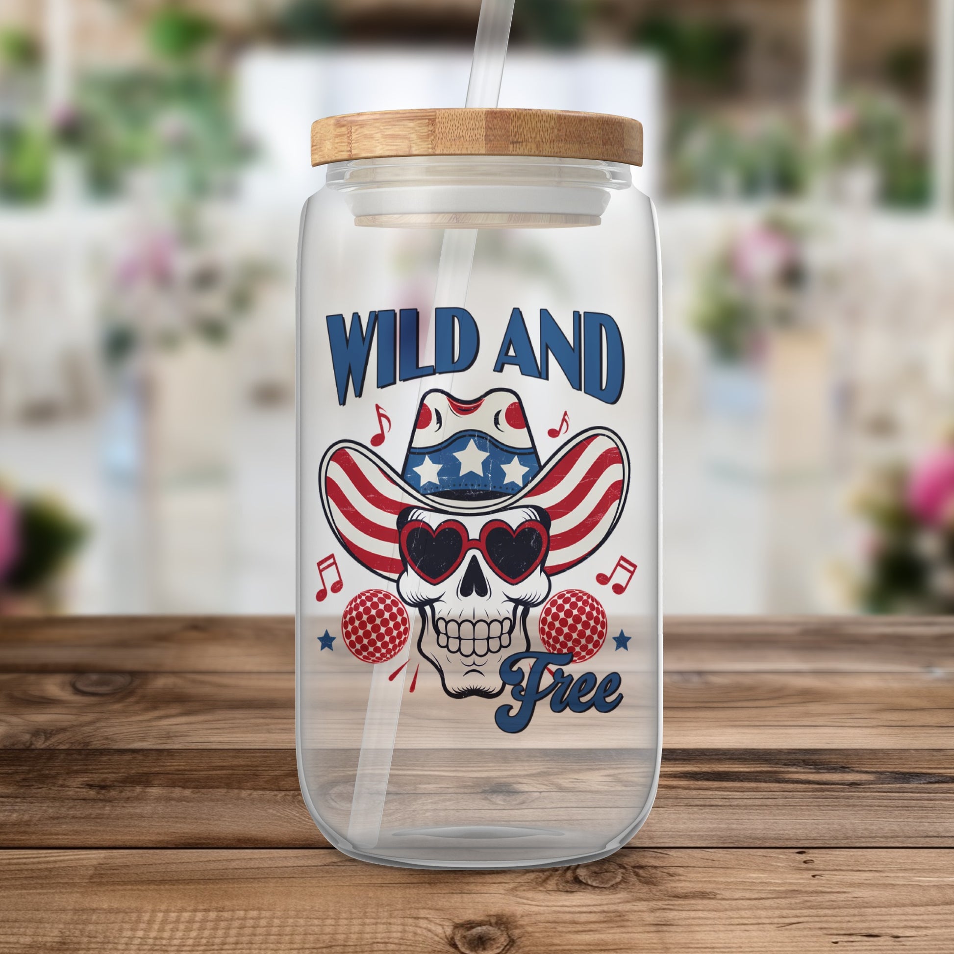 Patriotic Skull in Cowboy Hat Wild And Free product
