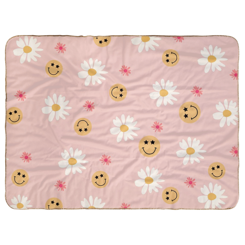 Retro Smiley Face & Daisy Sherpa Blankets (Infant Sizes)