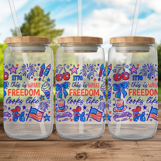 Patriotic Freedom Quote Design Glass Jar product