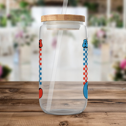 Checkered Design Butterfly and Hearts Drinking Jar product