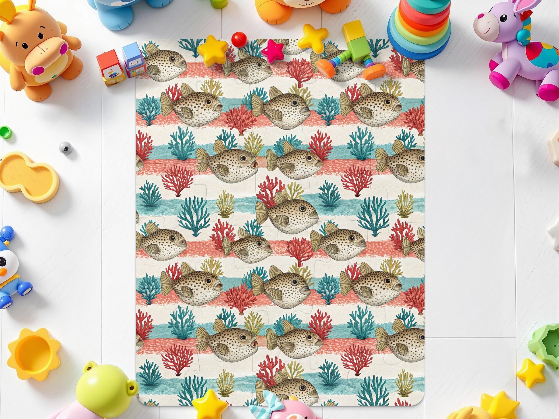 Cute Sea Creatures and Coral Themed Play Mat product