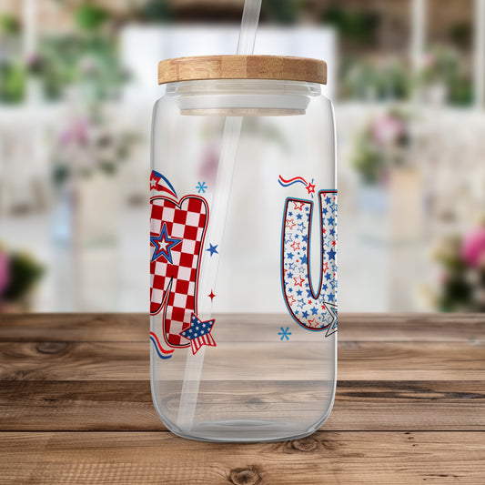 Patriotic Themed Clear Glass Drinking Jar product