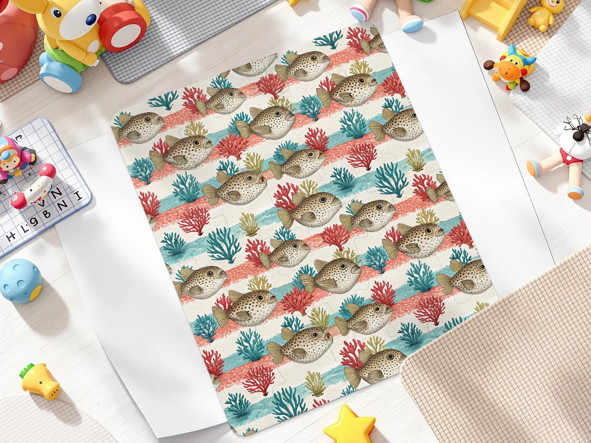 Colorful Fish and Coral Pattern Baby Mat product