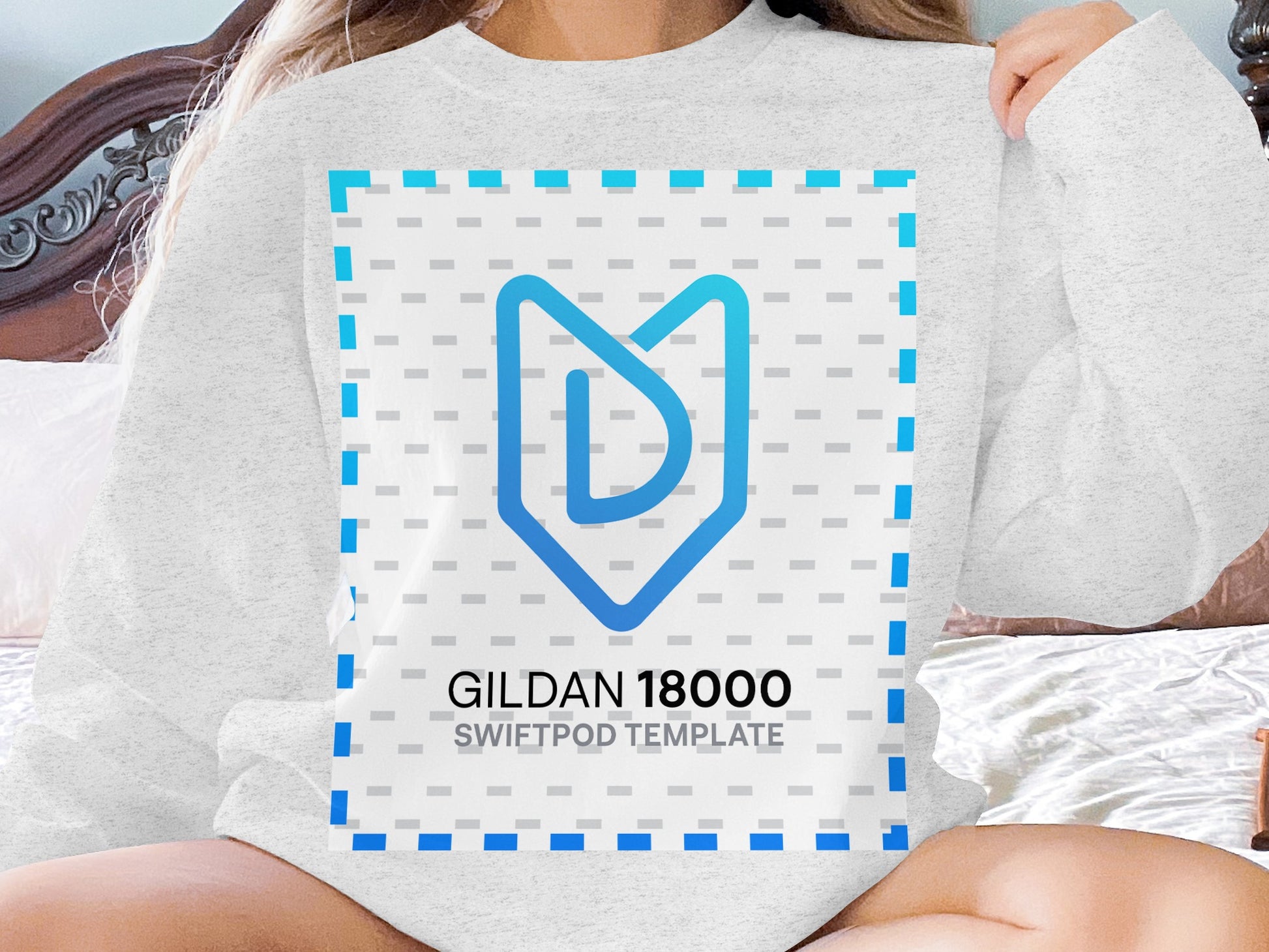Gildan 18000 Sweater with Blue Designer Print product