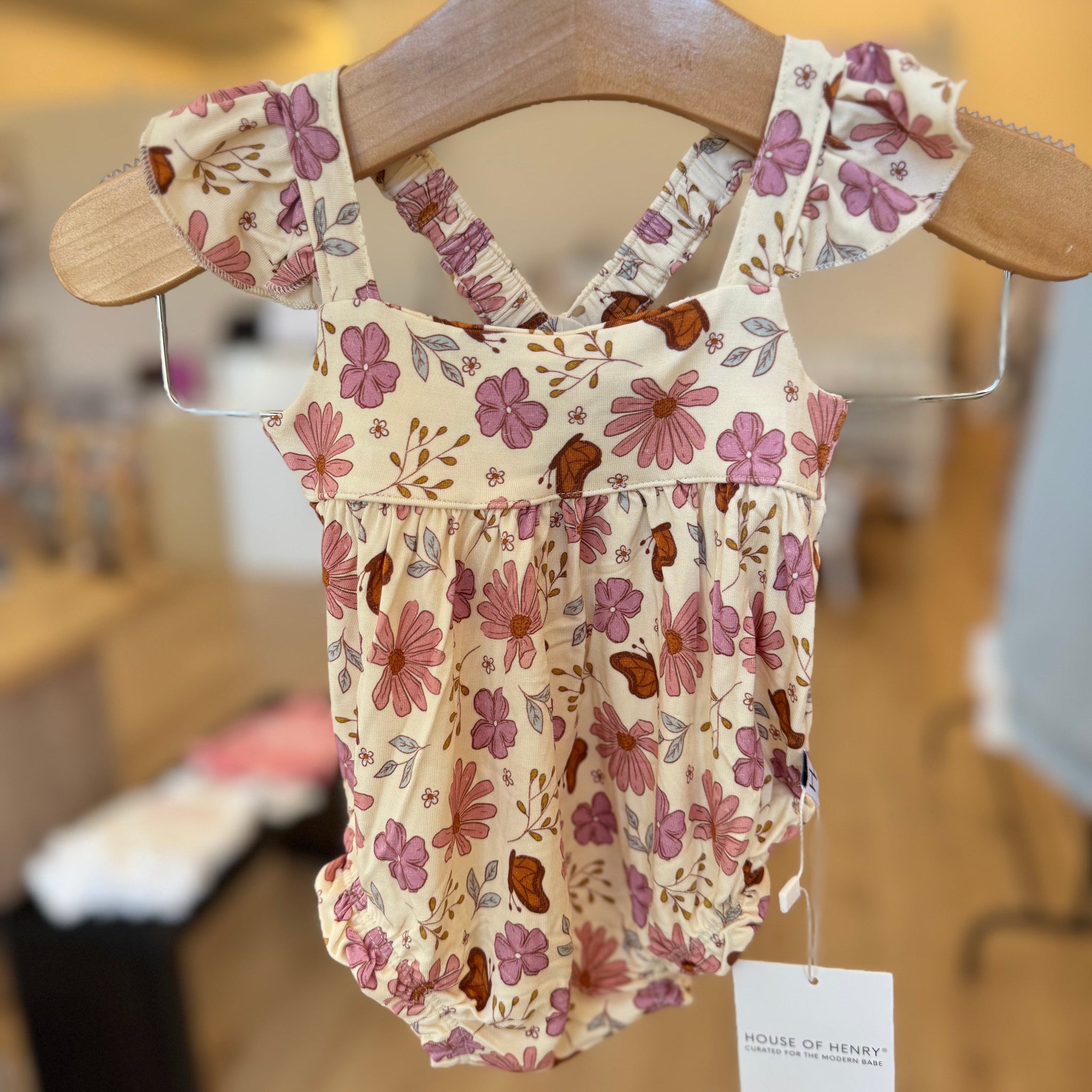 Floral Butterfly Bubble Romper