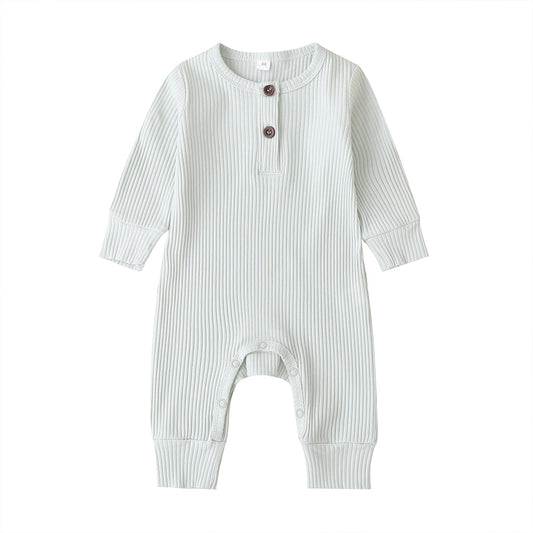 Summer Unisex Newborn Baby Clothes Solid Color Baby Rompers Cotton Knitted Long Sleeve Toddler Jumpsuit Infant Clothing 3-18M