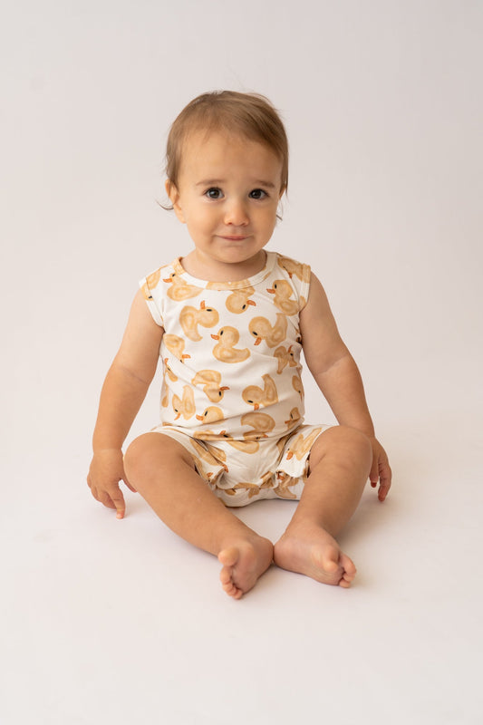 Ducky Shorty Tank Romper, Ducky Bamboo romper