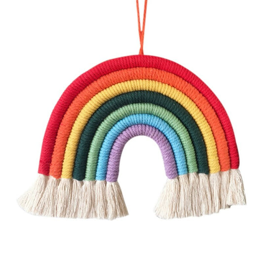 Macrame Rainbow Hanging Ornament Handmade Woven Wall Decor Baby Girls Room Decor Home Nursery Decoration Rainbow Pendants