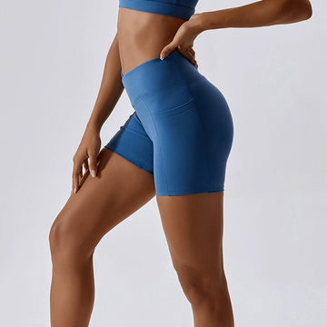 Hip-Lifting Pocket Cross-Waist Tight Yoga Shorts