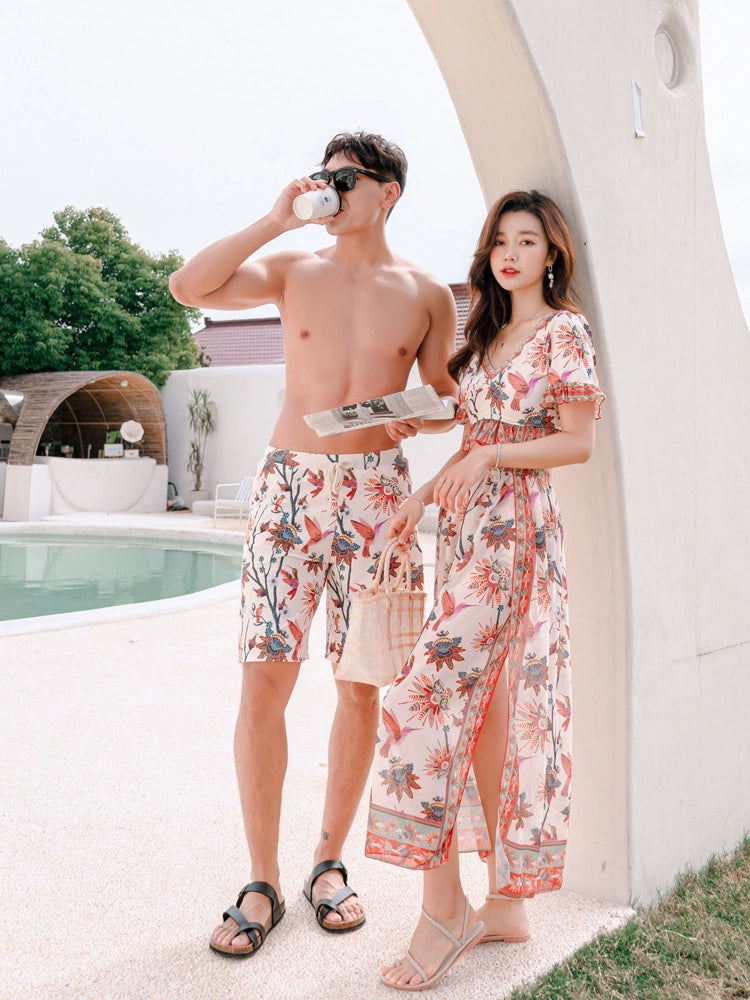 2024 New Arrival Couple Swimwear Women's Bikini Separates Floral Dress Small Chest Thin Seaside Vacation Spa Swimsuit