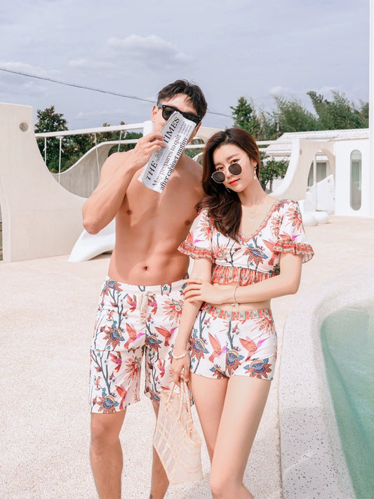 2024 New Arrival Couple Swimwear Women's Bikini Separates Floral Dress Small Chest Thin Seaside Vacation Spa Swimsuit