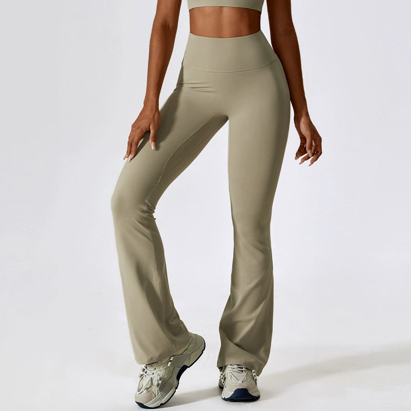 2023 Fashion Wide Leg Tight Nude Feel Hip Lifting Yoga Bell-Bottom Pants Dance High Waist Bootcut Casual Sports Pants Trousers